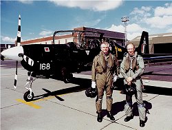 Pictured in front of the Tucano are AVM Miller, AOC TG and Sqn Ldr Ade Brass