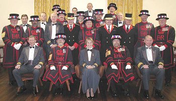 The fifteen Yeoman Warders from the Tower of London with their hosts at RAF Halton