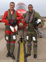 Red 6 Sqn Ldr Jas Hawker welcomes Jason to his aircraft!