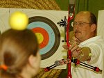 Andy Cram re-enacts a famous moment in history when he prepares to shoot an apple from Amanda Lovell’ head, but with one vital ingredient missing - no arrow for safety reasons!  Andy was demonstrating the basics of archery at Learning at Work Day