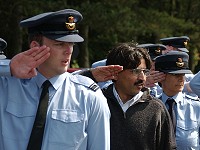 Manny on parade perfects his salute – known in military terms as the paying of compliments