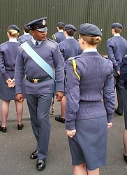 RAF College Warrant Officer, Mr Ken McWilliams, inspects the squad from East Lancashire Wing