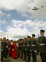 As the inspection gets underway, the Battle of Britain Memorial Flight provide the ultimate backdrop
